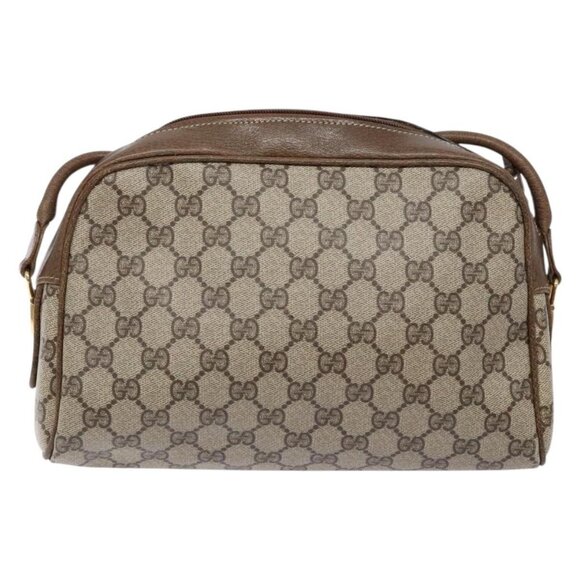 GUCCI GG Supreme Web Sherry Line Shoulder Bag PVC Beige Gold Auth sw1153 - Picture 3 of 16